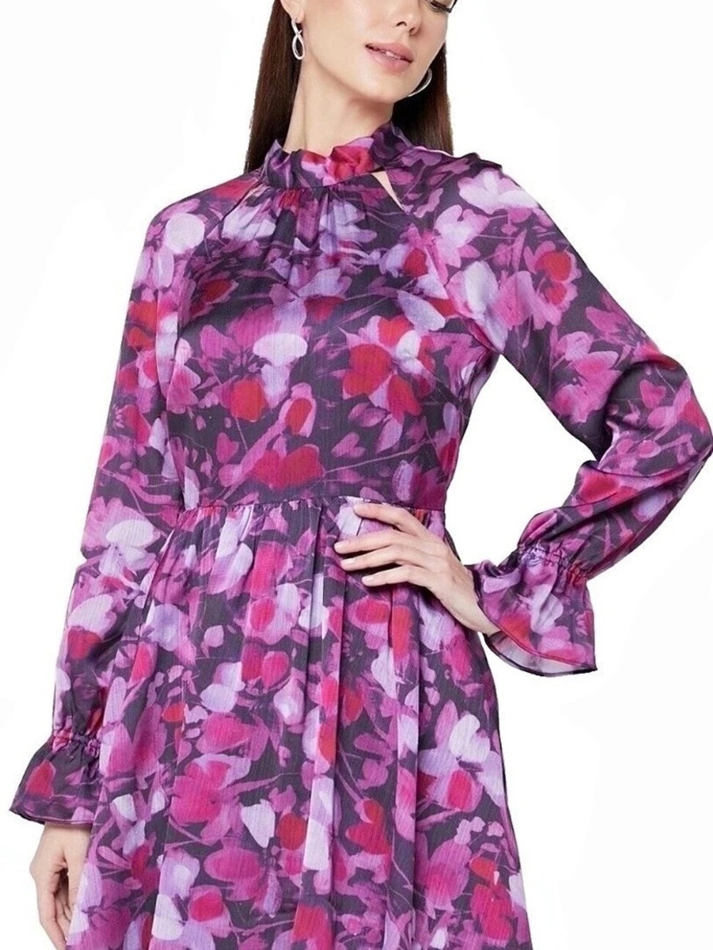 Ted Baker Aracely Floral-Print Mini Dress Purple & Pink, Size US 8 (3 UK)